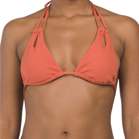 NWT Becca Pucker Up Ginger Orange Bikini Set Malia Halter Top Side Tie Bottom - Picture 4 of 16
